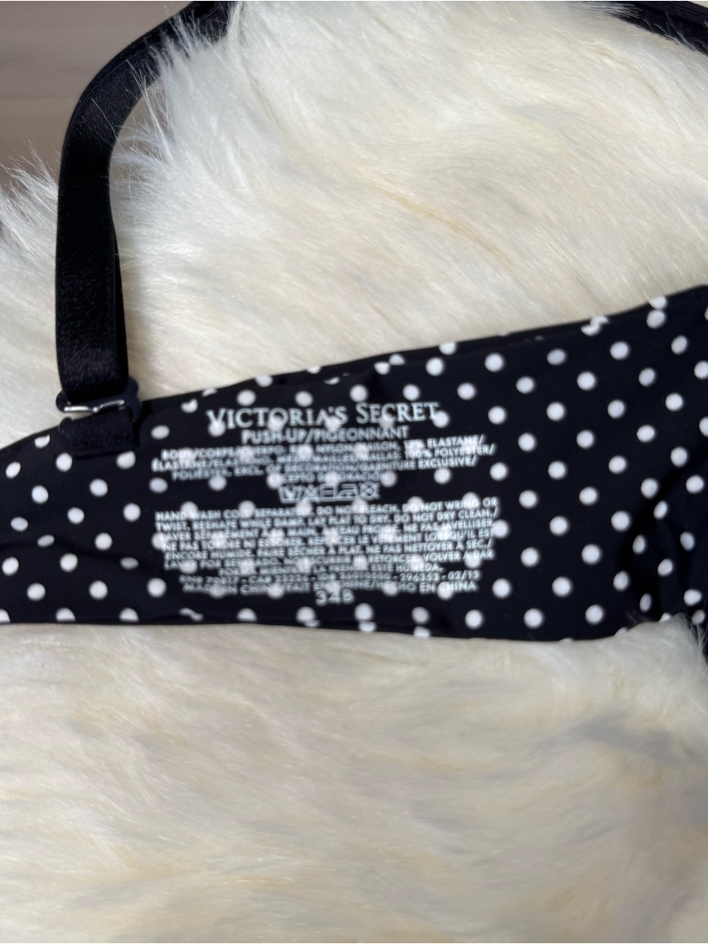 NWT Victoria's Secret Black and White Polka Dot Push-Up Bra 34B - Picture 6 of 8